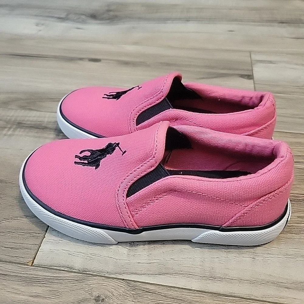 Polo Ralph Lauren Toddler‎ Keaton Slip-On Polo Player Pink Casual Shoes 10 NEW